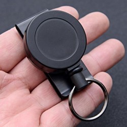 Einziehbarer Schlüsselanhänger aus Metall – Clip – Ausweishalter – mit Stahldraht