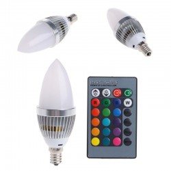 E12 E14 3W RGB LED 15 - Kerzenlampe mit Fernbedienung - Farbwechsel