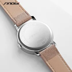 SINOBI - stylische Quarzuhr - Lederarmband - Smile Face Design