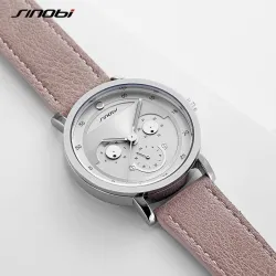 SINOBI - stylische Quarzuhr - Lederarmband - Smile Face Design