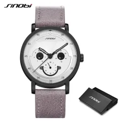 SINOBI - stylische Quarzuhr - Lederarmband - Smile Face Design