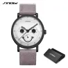 SINOBI - stylische Quarzuhr - Lederarmband - Smile Face Design