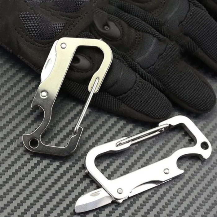 Multifunction mini knife - with bottle opener / carabiner - stainless steelKnives & Multitools