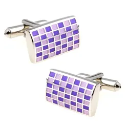 Trendy rectangle cufflinks - check designCufflinks