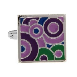 Fashionable square cufflinks - purple mosaicCufflinks