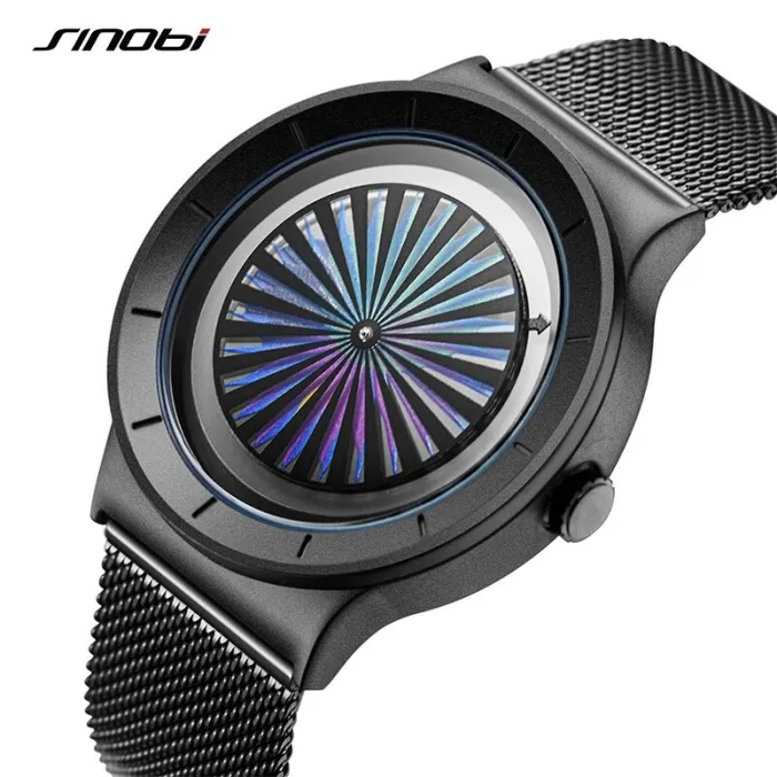 SINOBI - creative quartz watch - colorful dial - stainless steel mesh strapWatches