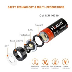 Hixon - RCR123a - 700 mAh - 3,7 V - 16340 Akku - wiederaufladbar