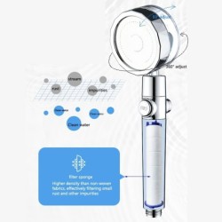 Modern shower head - water saving - 360 rotating - with a small fan - filterShower Heads