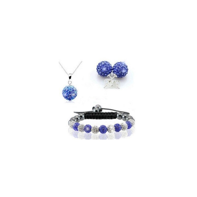 Modisches Set mit Kristallperlen - Armband - Ohrringen - Anhänger für Halskette