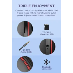 Ausdom M09 - wireless headphones - headset with microphone - foldable - Bluetooth - support TF cardEar- & Headphones