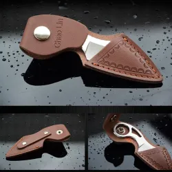 Tactical small knife - with ring - leather case - D2 steelKnives & Multitools