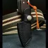 Mini foldable knife - stainless steel - wooden handle - with leather coverKnives & Multitools