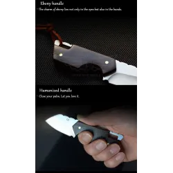 Mini foldable knife - stainless steel - wooden handle - with leather coverKnives & Multitools