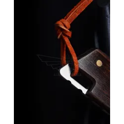 Mini foldable knife - stainless steel - wooden handle - with leather coverKnives & Multitools