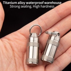 Medicine / pills storage box - waterproof container - with key ring - titanium alloyKeyrings