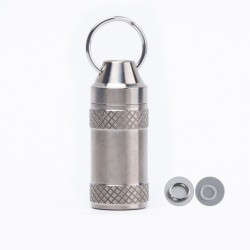 Medicine / pills storage box - waterproof container - with key ring - titanium alloyKeyrings
