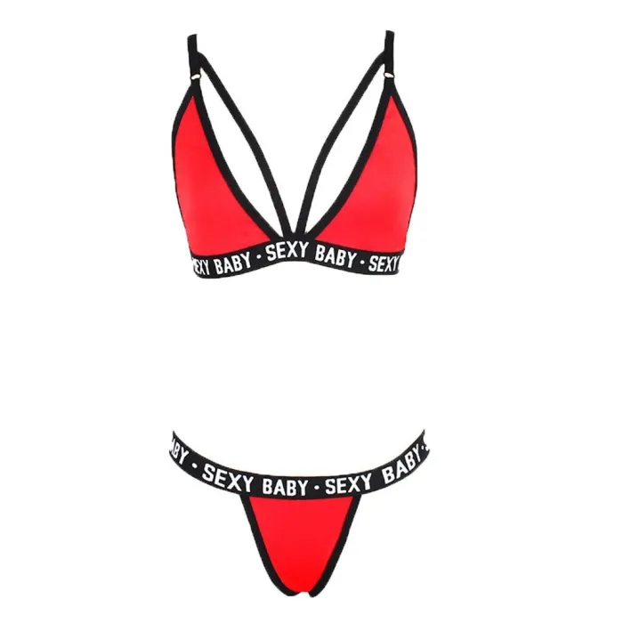 BH / Strings - sexy Dessous-Set - SEXY BABY-Buchstaben