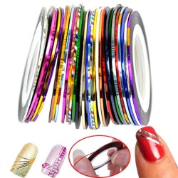 Nail striping tape - colorful lines - sticker - mixed colours - 10 piecesNail stickers