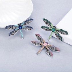 Elegant brooch - with colorful crystal dragonflyBrooches