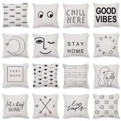 Decorative cushion cover - black and white geometry - 45cm * 45cmCushion covers