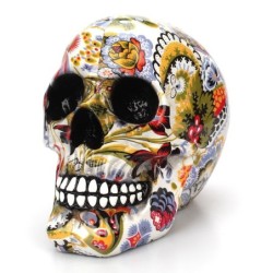 Resin sculpture - human skull model - colorful Halloween skull