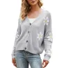 Klassischer Cardigan - Langarmpullover - mit Knöpfen - Blumenmuster