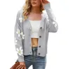 Klassischer Cardigan - Langarmpullover - mit Knöpfen - Blumenmuster