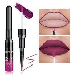 2 in 1 Lippenstift – Doppelkopf – flüssiger matter Lippenstift & Lipliner – wasserfest