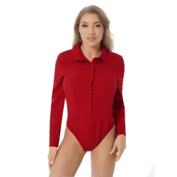 Elegante Bodys - Langarmbluse - mit Knöpfen
