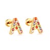 Elegant small stud earrings - with colorful rhinestones - alphabet lettersEarrings