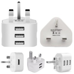 UK-Stecker – Adapter – 3-poliges Wandladegerät – mit USB-Anschlüssen – 110 V–220 V