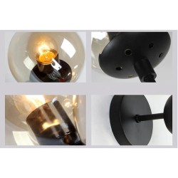 Retro wall light - iron lamp with a ball glass - single / double head - E27Wall lights