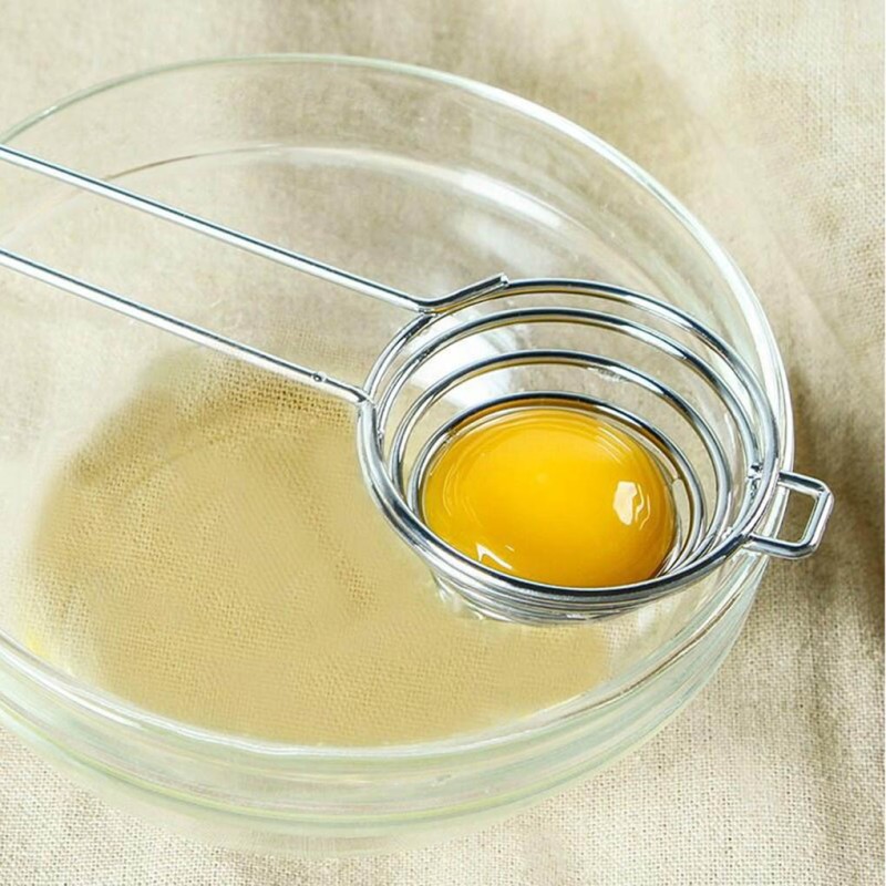 Egg white separator - spiral stainless steel spoon - long handle