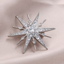 Luxurious star shaped brooch - cubic zirconia