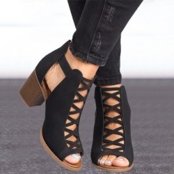 Fashionable hollow out shoes - ankle sandals - thick heel