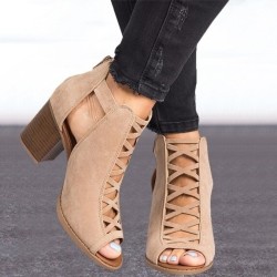 Fashionable hollow out shoes - ankle sandals - thick heel
