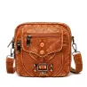 Kleine Schulter-/Gürteltasche - Leder - Nieten - Reißverschlüsse