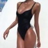 Sexy einteiliger Badeanzug - gerippt - tiefer Ausschnitt - mit Push-up