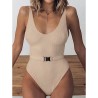 Sexy one piece ribbed swimsuit - Brazilian monokini - with beltBeachwear