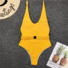 Sexy einteiliger gerippter Badeanzug - brasilianischer Monokini - mit Gürtel