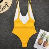 Sexy einteiliger gerippter Badeanzug - brasilianischer Monokini - mit Gürtel