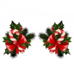 Weihnachtszuckerstange mit Mistel - Auto- und Wandvinylaufkleber - 13 * 7,2 cm