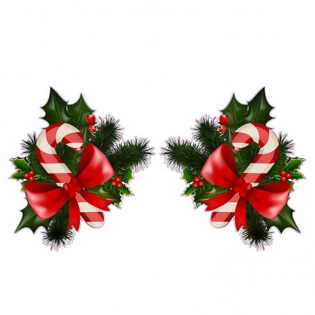 Weihnachtszuckerstange mit Mistel - Auto- und Wandvinylaufkleber - 13 * 7,2 cm