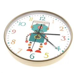 Stylische Kinder-Wanduhr - Quarz - Retro-Roboter-Design