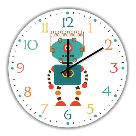 Stylische Kinder-Wanduhr - Quarz - Retro-Roboter-Design