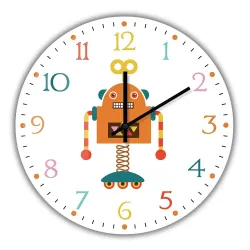 Stylische Kinder-Wanduhr - Quarz - Retro-Roboter-Design