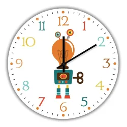 Stylische Kinder-Wanduhr - Quarz - Retro-Roboter-Design