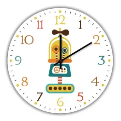 Stylische Kinder-Wanduhr - Quarz - Retro-Roboter-Design