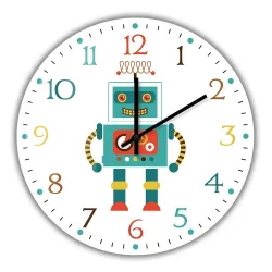 Stylische Kinder-Wanduhr - Quarz - Retro-Roboter-Design