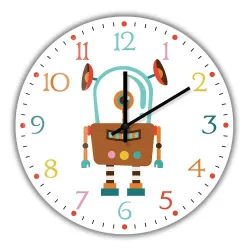 Stylische Kinder-Wanduhr - Quarz - Retro-Roboter-Design
